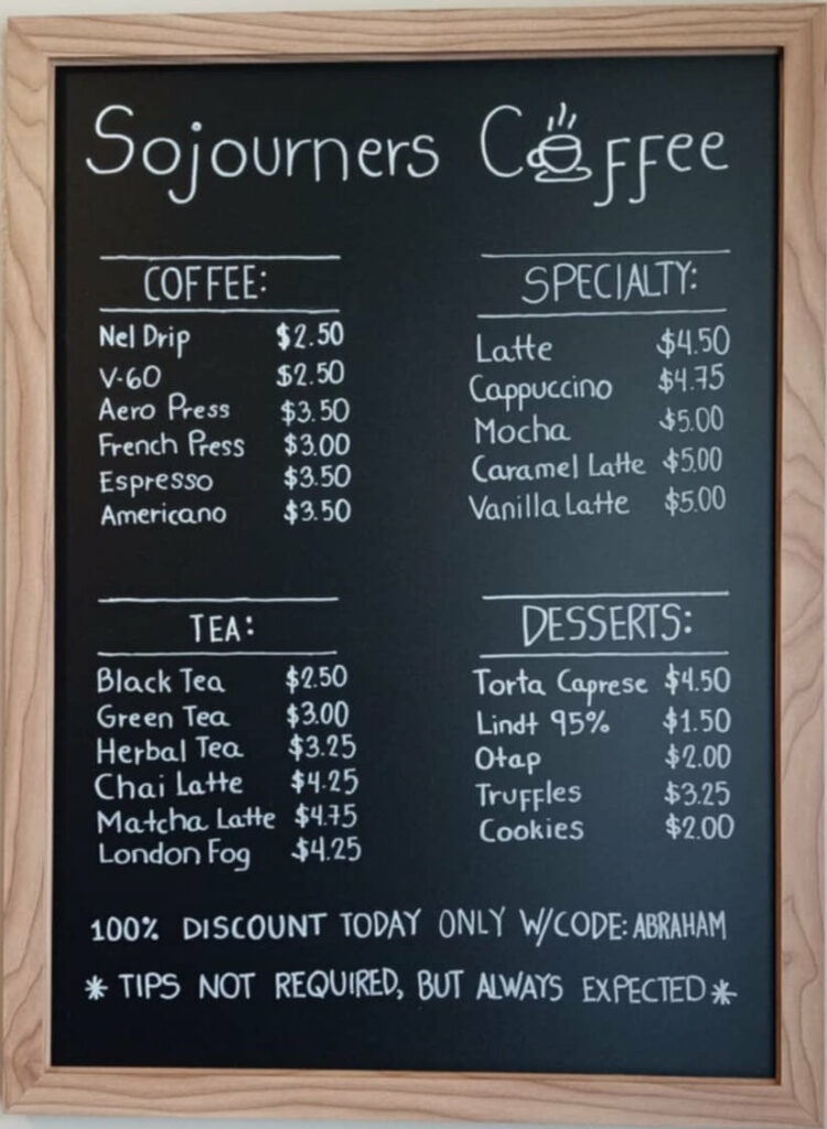 Coffee Menu